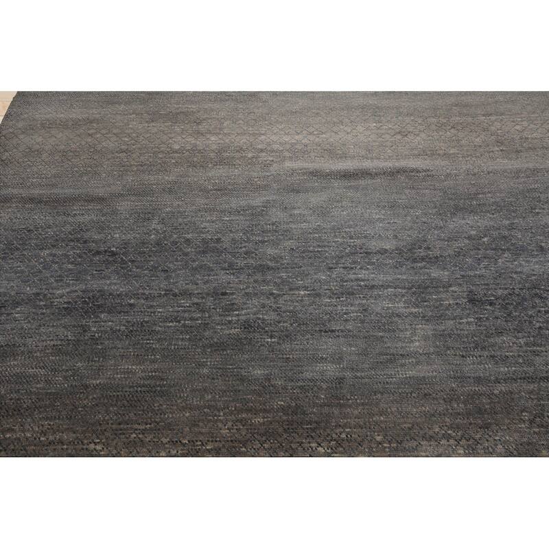 Slate Tibetan Wool & Bamboo Silk Hand Knotted Rug Geometric Style - 8' x 10'