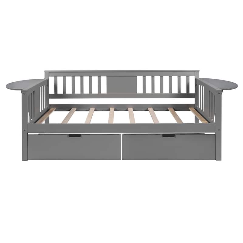 Daybed with 2 Drawers and Wood Slat Support