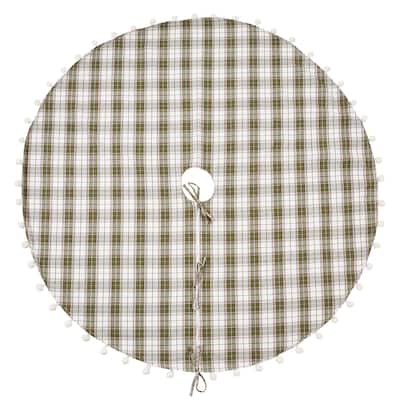 Plaid Design Pom Pom Tree Skirt