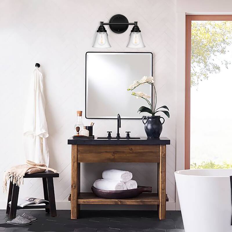 3-Light Farmhouse Bathroom Vanity Wall Lights Black