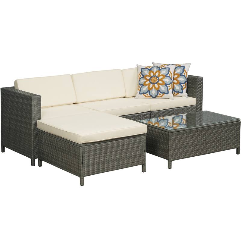 Royalcraft 5 Piece PE Rattan Wicker Sectional Sets