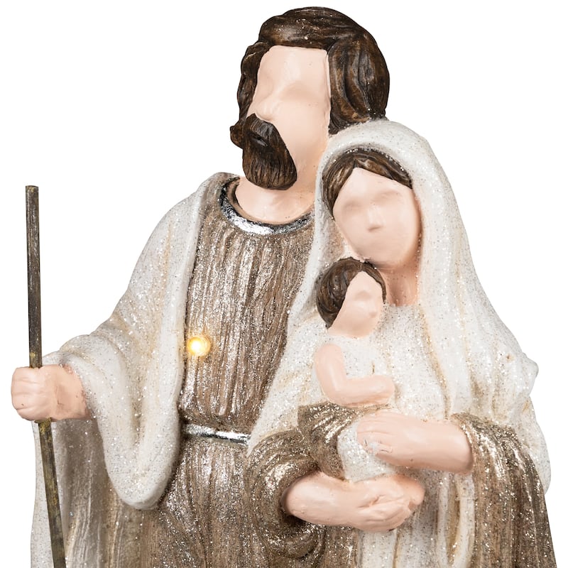 Lighted Glittery Holy Family Christmas Decoration - 21" - Clear LED Lights