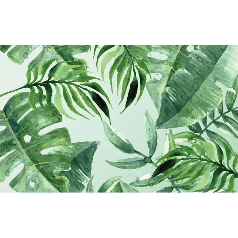 GK Wall Design Tropical Leaves Watercolor Drawing Natural Removable Wallpaper