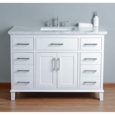 Stufurhome Leigh 48 in. White Single Sink Bathroom Vanity