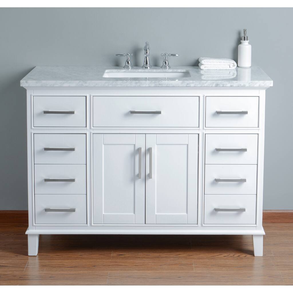 Stufurhome Leigh 48 in. White Single Sink Bathroom Vanity