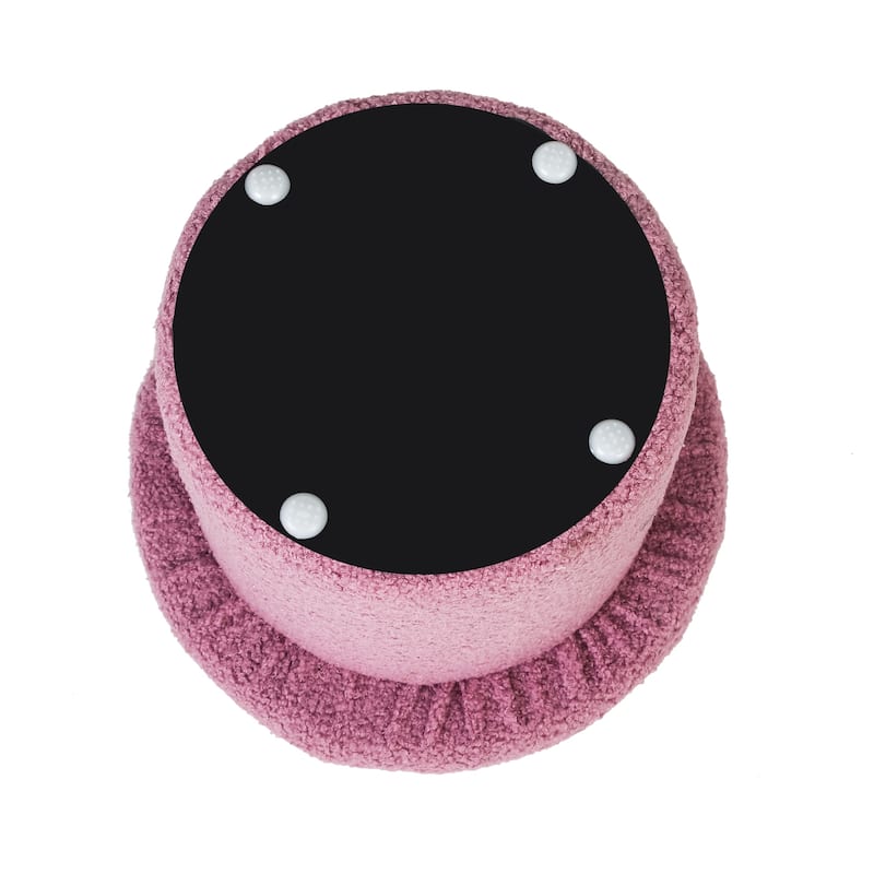 Adeco Mushroom Ottoman Teddy Velvet Foot Stool