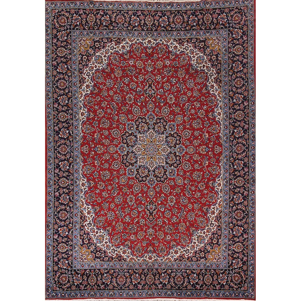 Traditional Red Kashan Turkish Rug Machine Made Home Decor Carpet - 9'8" x 12'6"