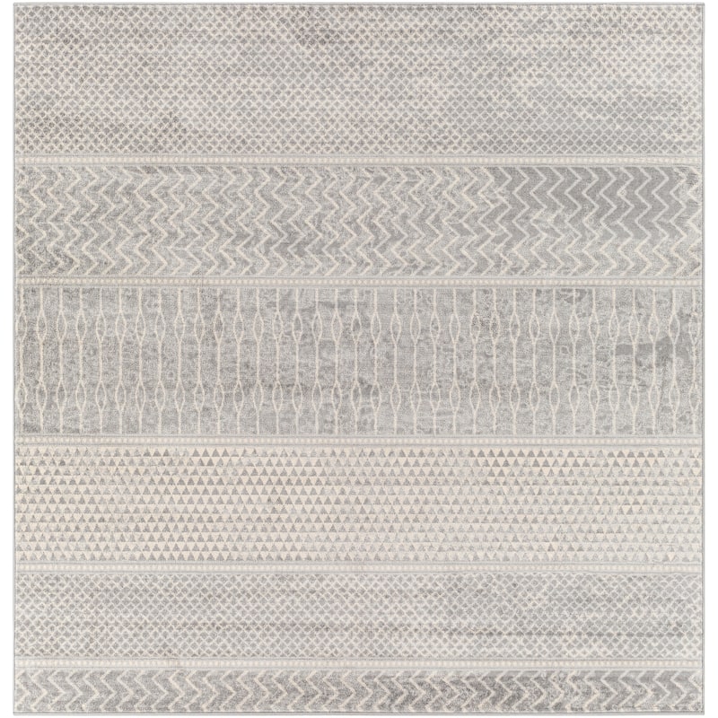 Artistic Weavers Lovato Bohemian Block Print Area Rug - 6'7" Square - Medium Grey