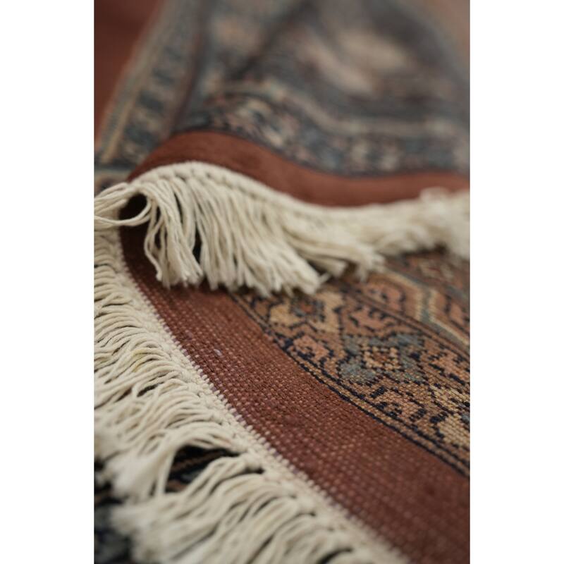 Hand Knotted Oriental 100% Wool Carpet Traditional Medallion Brown Bokhara Area Rug - 8' 11'' X 6' 1''