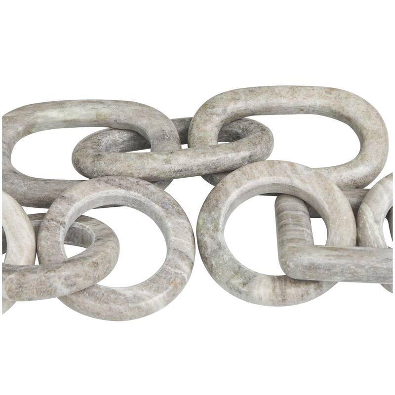 Marble Chain Handmade Geometric Link Decorative Sculpture with Various Shape - Set of 3 White, Black, Gray - Roche River Decor