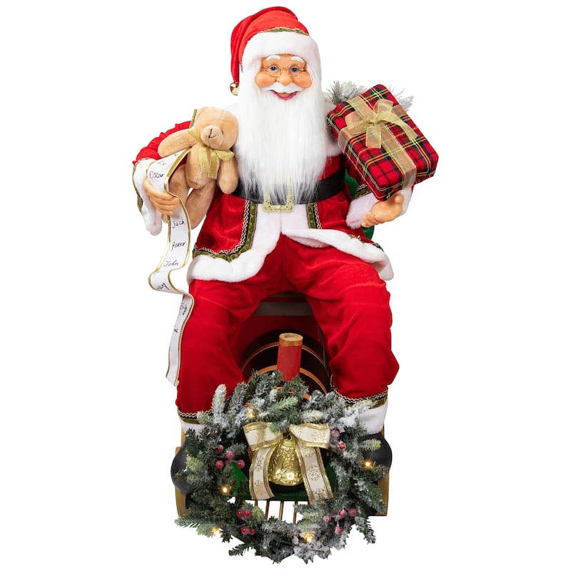 Santa Claus on Locomotive Train Car Christmas Figure - 36"