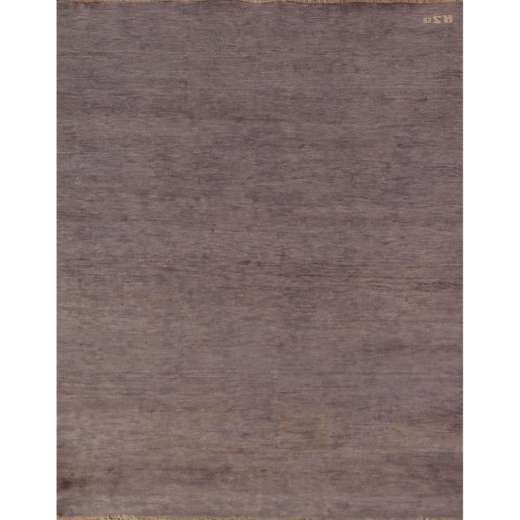 Modern Gabbeh Oriental Area Rug Hand-Knotted Grey Wool Carpet - 4'11" x 6'3"