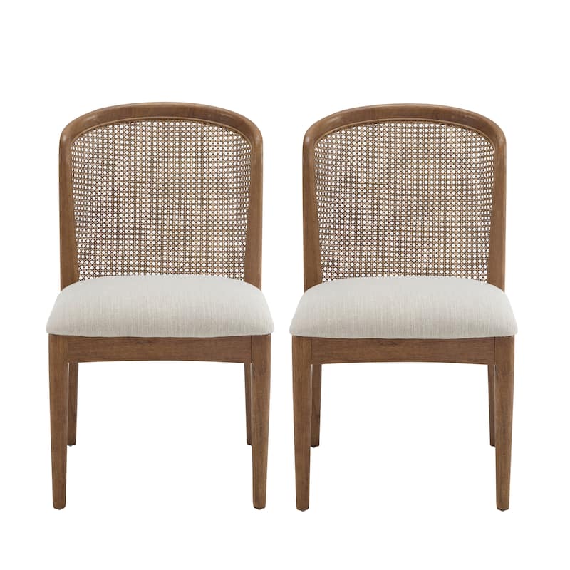 Whim Dining side Chair with Rustic Rubberwood Frame and Woven Cane Backrest (Set of 2) by Christopher Knight Home