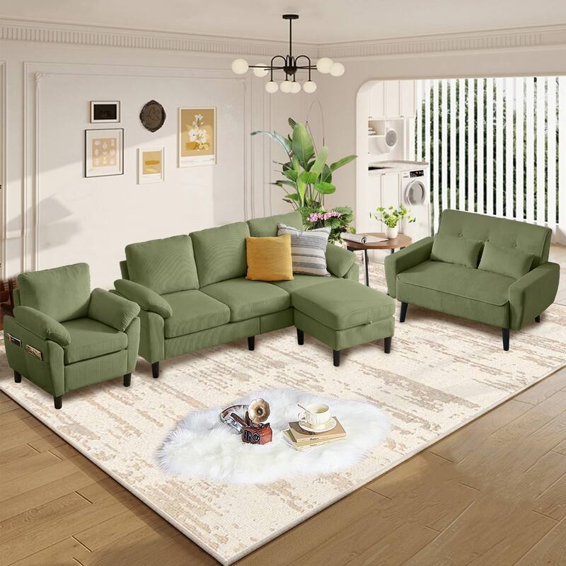 4-Piece Living Room Sectional Sofa Set with Loveseat and Chair