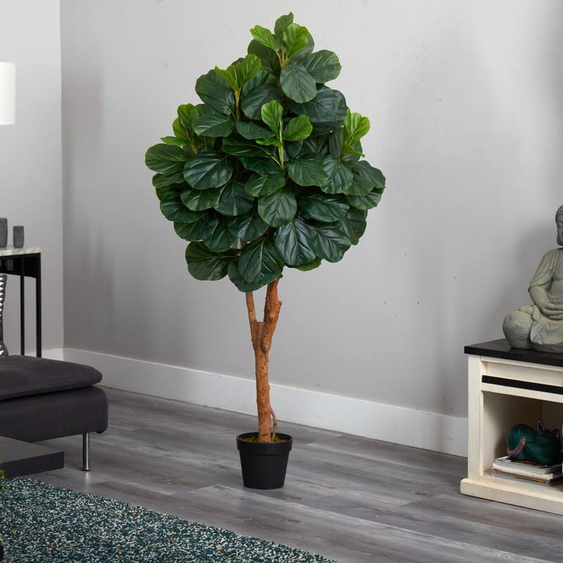5ft Artificial Fig Tree - Indoor Faux Tree, Greenery Decor, Home Office Plant - Green - 51-60 Inches