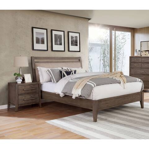 Furniture of America Ninn Rustic Grey 2-piece Padded Bedroom Set