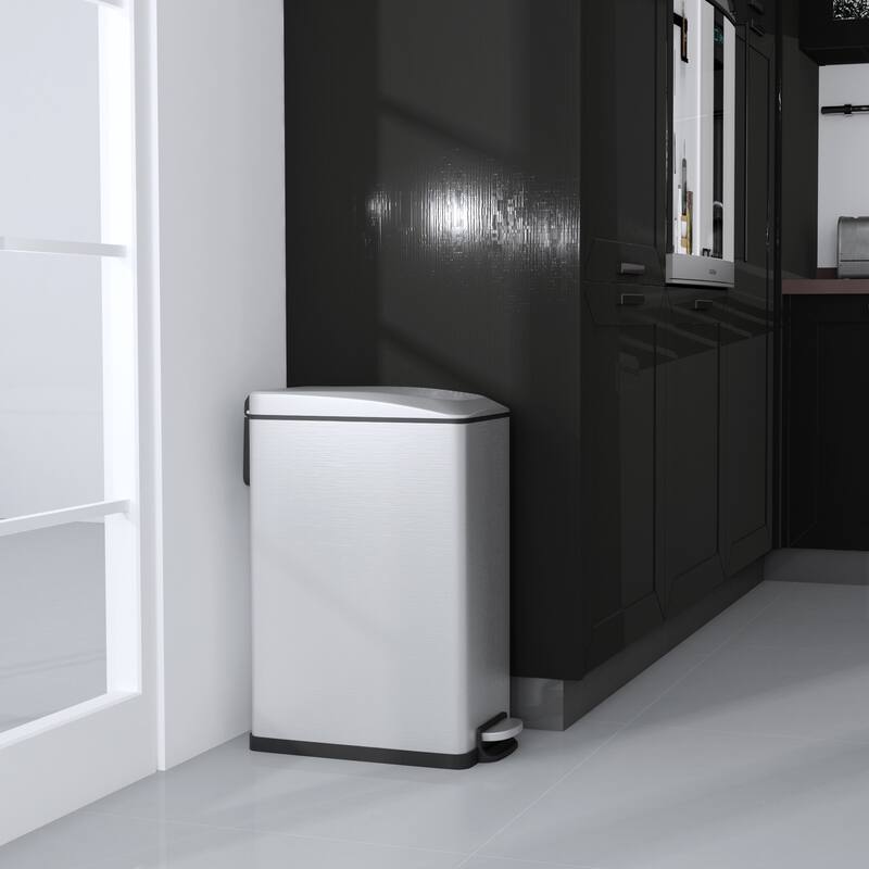 Innovaze 2.6 Gal./10 Liter Slim Stainless Steel Step-on Trash Can for Bathroom and Office