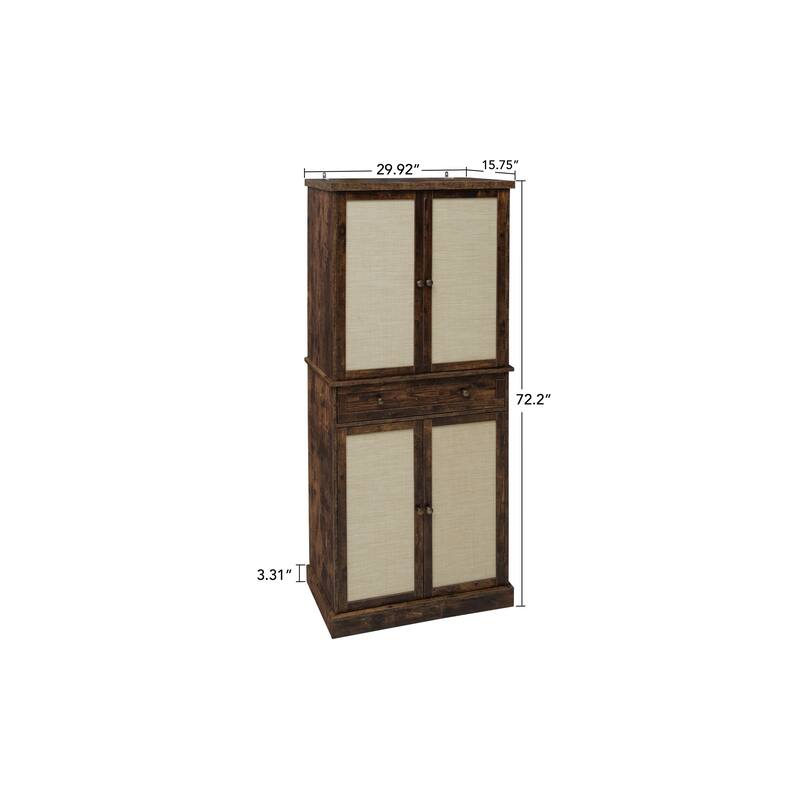 4 Door Cabinet with 1 Drawer, with 4 Adjustable Inner Shelves, Storage Cabinet