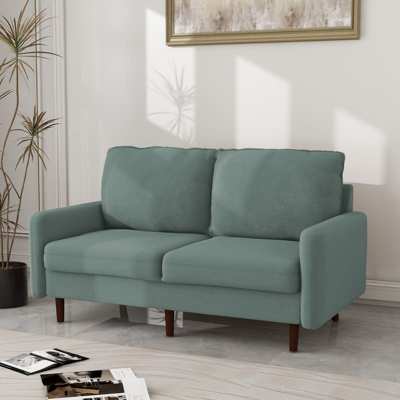 56.88" Modern Couch Velvet Loveseat Sofa for Living Room Furniture - Greyish Cyan
