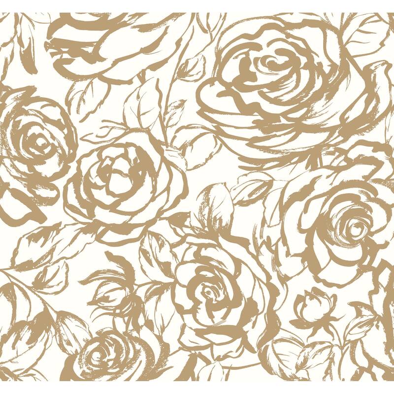 A-Street Prints Nelda Gold Rose Wallpaper