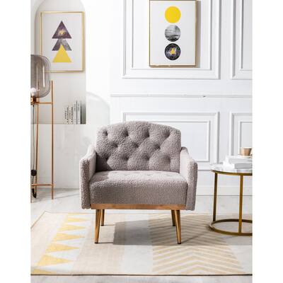 Velvet Fabric Armchair accent chair leisure single sofa with Rose Golden feet for living room and bedroom