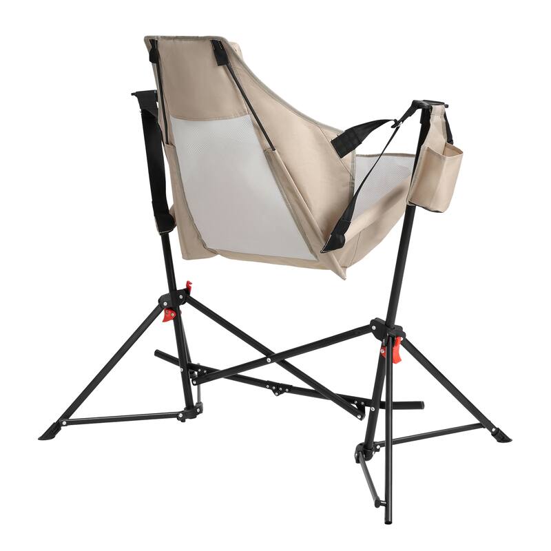 Portable Hammock Camping Rocking Chair with Pillow & Cup Holder, Khaki