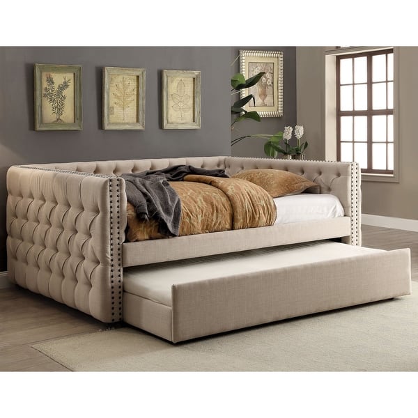 Furniture Of America Maua Ivory Fabric 2 Pc Daybed Set On Sale Overstock 16899713
