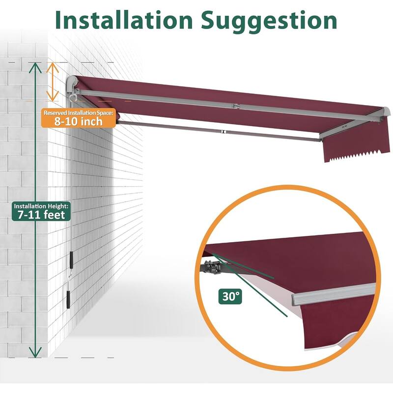 MCombo Patio Awning 8x7 Feet Sunshade Canopy for Manual Retractable Awnings