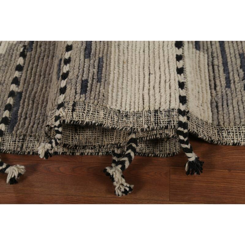 Moroccan Modern Area Rug Hand-Knotted Wool Carpet - 8'11"x 13'1"