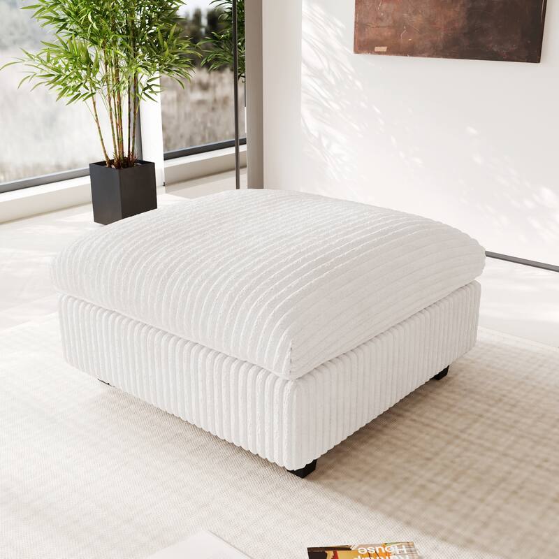 39.37'' Oversized Down Filled Overstuffed Upholstered Ottoman - Beige