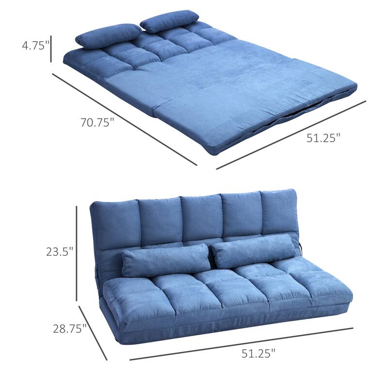 51.3" Folding Loveseat Chaise Lounge Chair