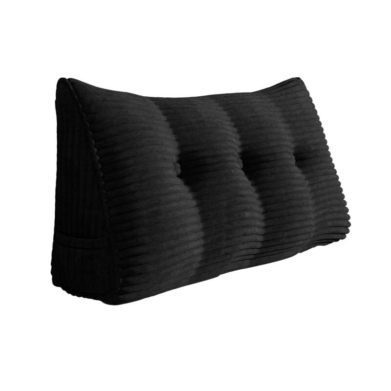 WOWMAX Headboard Reading Wedge Pillow Back Support Bed Rest TV Watch - Twin - Black