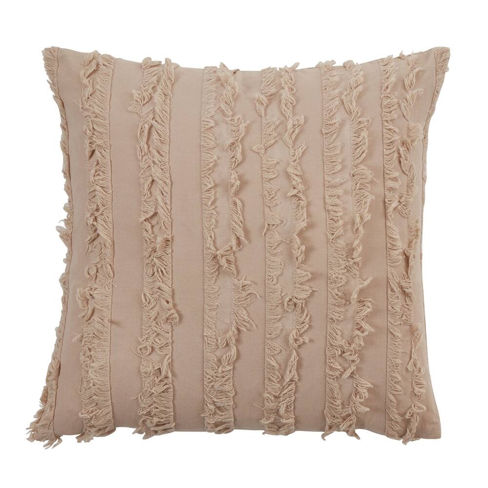 Throw Pillow With Fringe Stripe Design