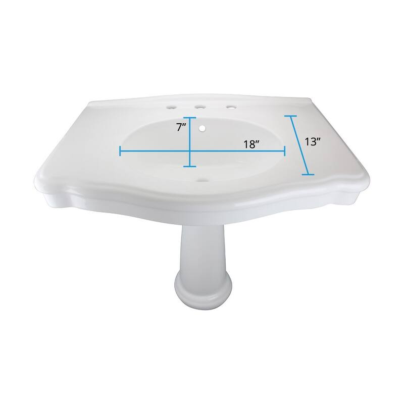 Darbyshire White Bathroom Pedestal Sinks with 8 in. Widespread Faucet Holes