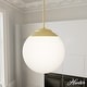 preview thumbnail 1 of 8, Hunter Hepburn 1 Light Pendant - Kitchen Island, Bedroom, Foyer - Globe, Mid-Century Modern, Art-Deco 16" - Painted Modern Brass
