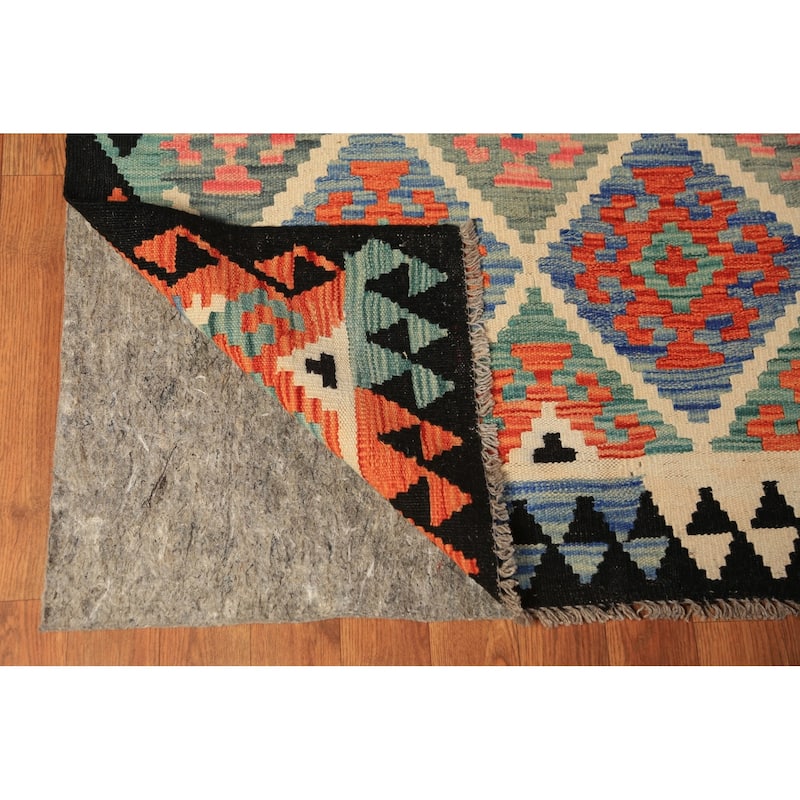 Trellis Kilim Oriental Area Rug Hand-Woven Wool Carpet - 8'2" x 11'2"