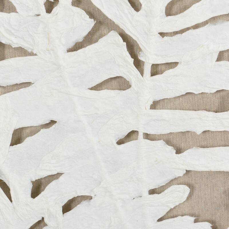 Palm Leaf Shadow Box II - Textured Rice Paper Wall Art - Natural Wood Frame