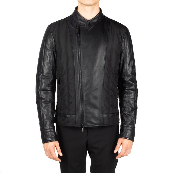 Mens Zip Up Black Leather Jacket Photos