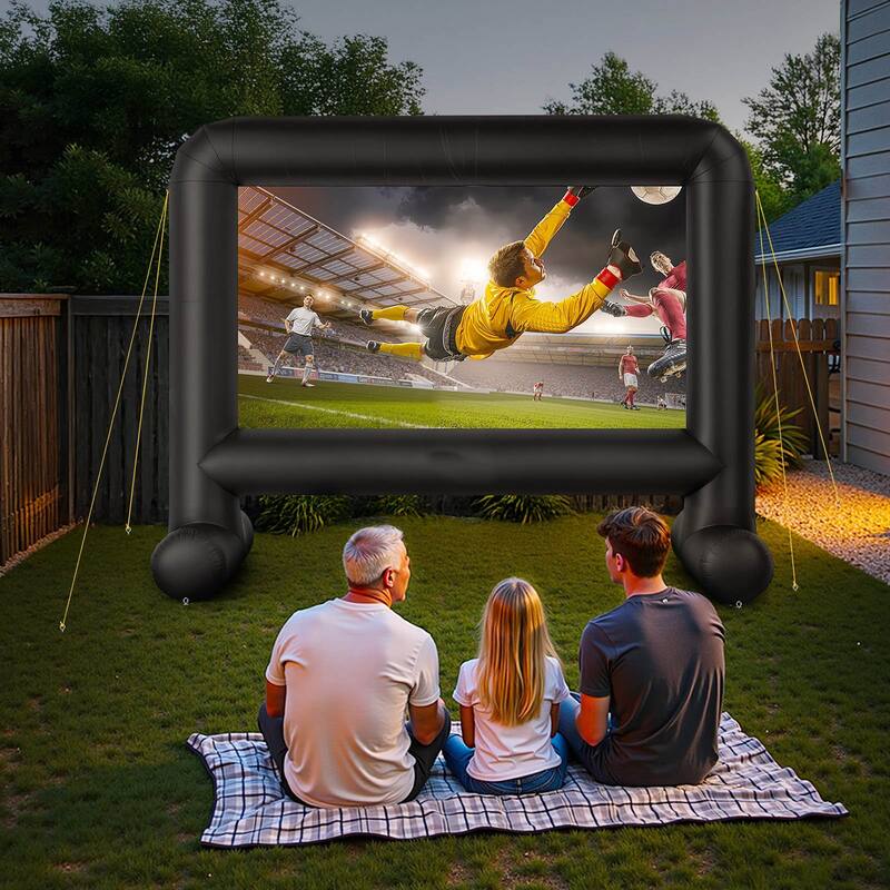 Wrinkle-Free 600D Fabric, Silent Blower Quick Setup Portable Backyard Projection Screen for Camping Parties & Home Theater