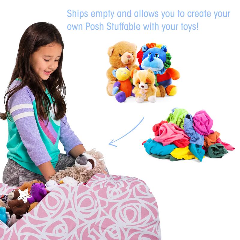 Kids Bean Bag Chair Cover Stuffed Animal Storage or Toy Organizer