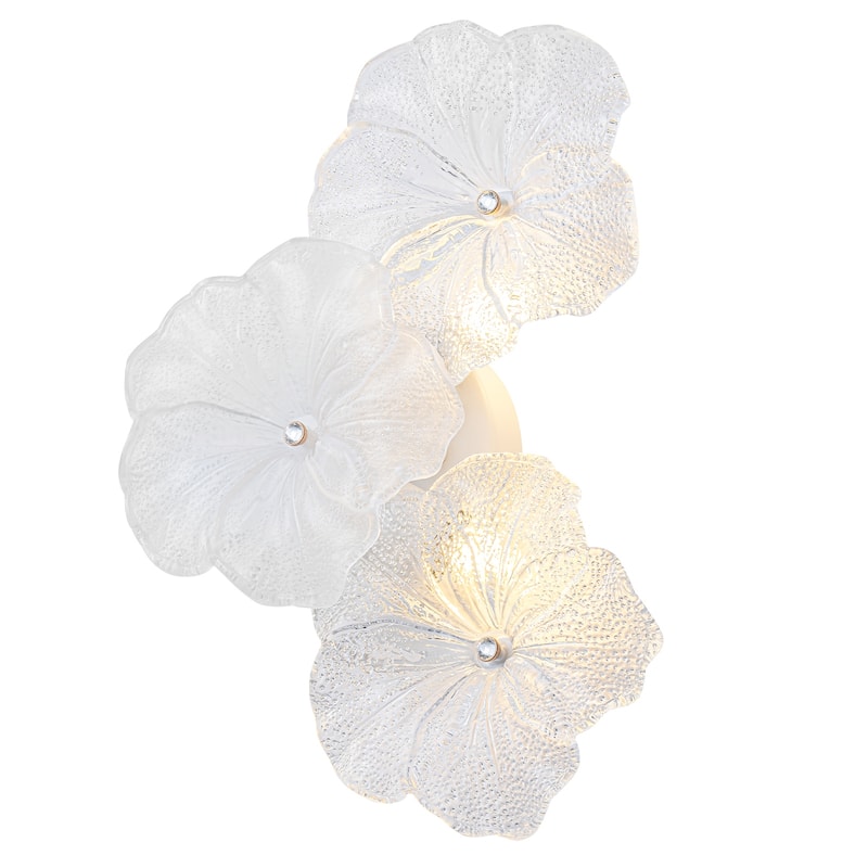 Modern Elegant Clear and Frosted Bubble Glass Flower Petal Wall Sconce