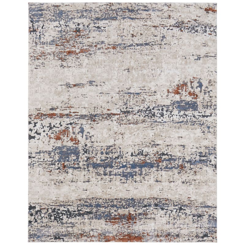 Grand Bazaar Odera Machine Made Abstract Modern Area Rug - 5'3" x 8' - Ivory/Blue/Gray
