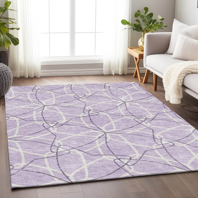 Premium Washable Super Soft Modern Floral Mayfield Rug - Lavender - 10' x 14'