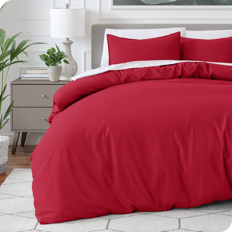 Bare Home Soft Hypoallergenic Microfiber Duvet Cover and Sham Set - Red - Twin XL
