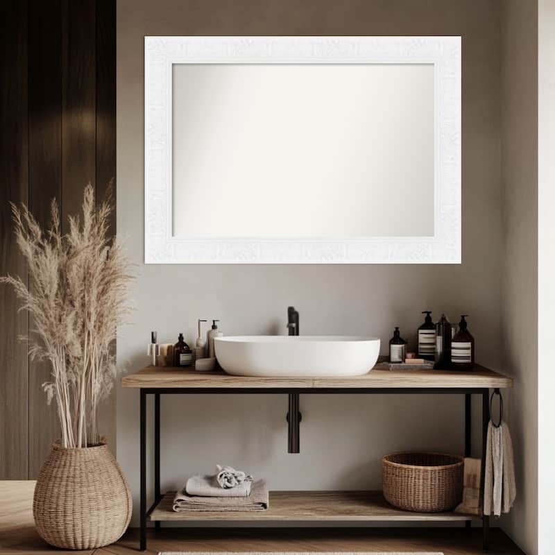 Luxe Non-Beveled Framed Bathroom Vanity Wall Mirror
