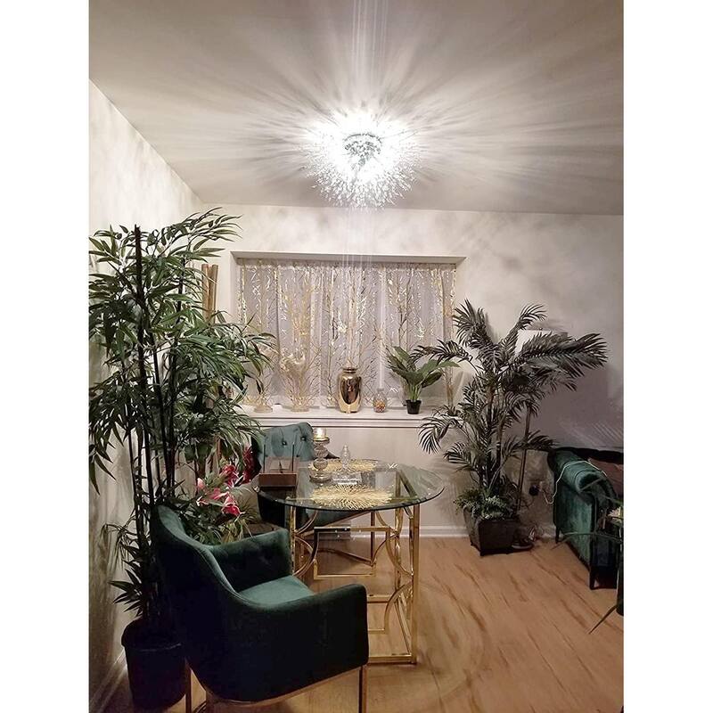 Gorgeous LED Starburst Pendant Lighting, Crystal Flush Mount Ceiling Light, Entryway Ceiling Lighting Fixtures - Silver