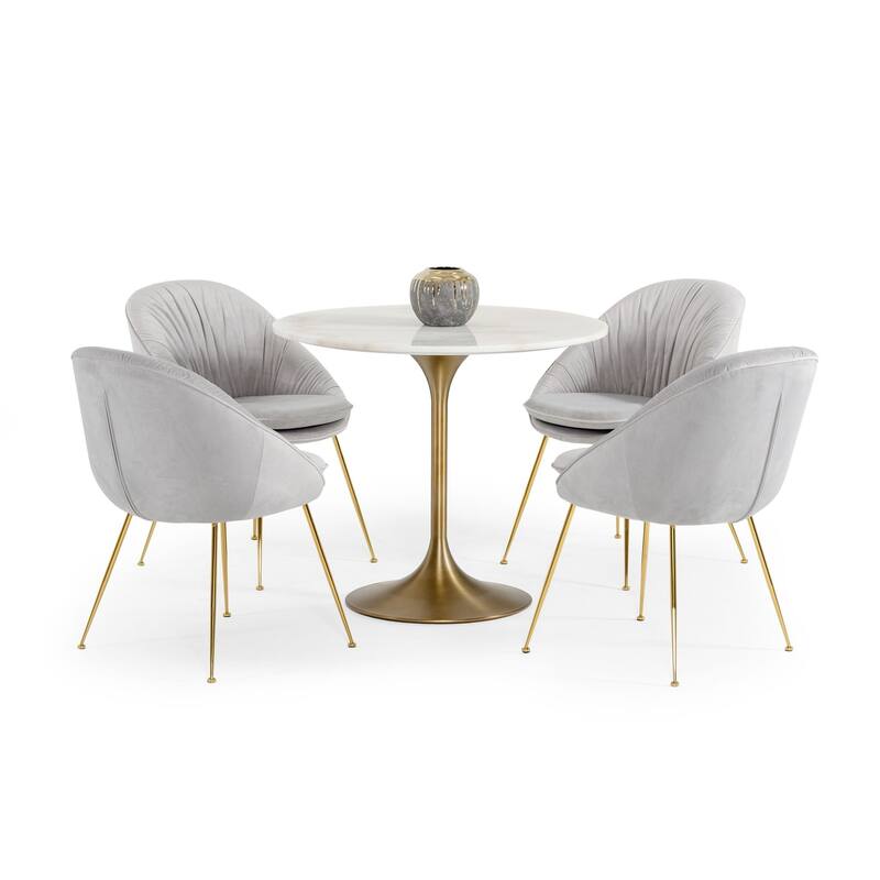 Modrest Collins Glam White Marble & Gold Dining Table