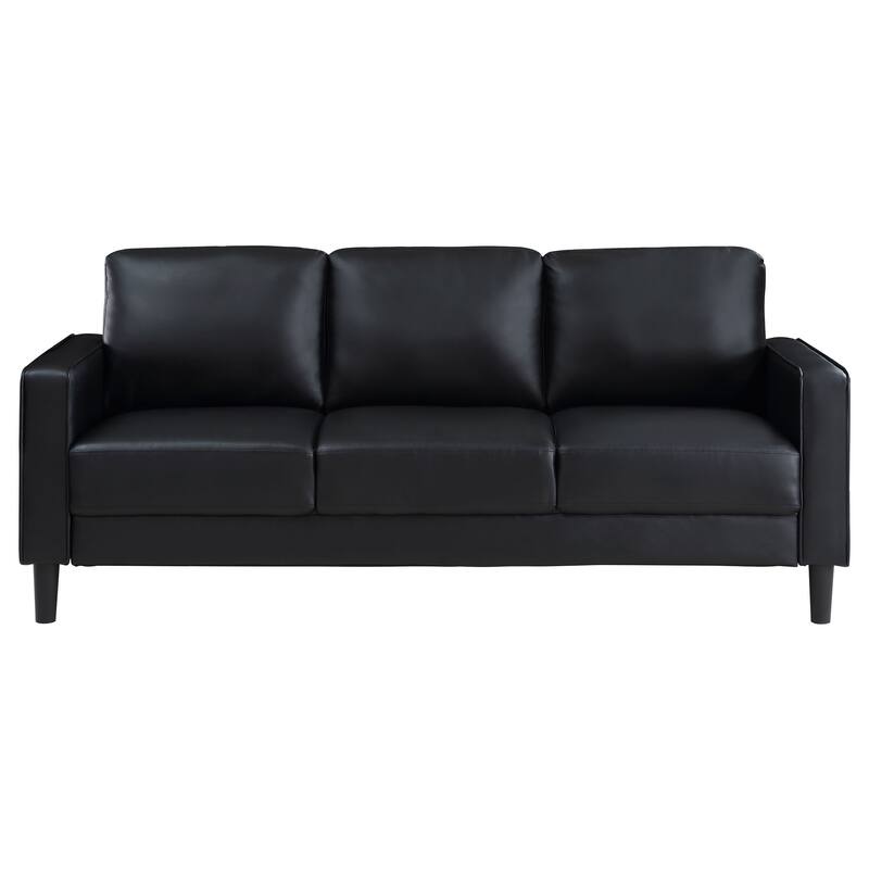 Ruth Modern Leatherette Upholstered Track Arm Sofa