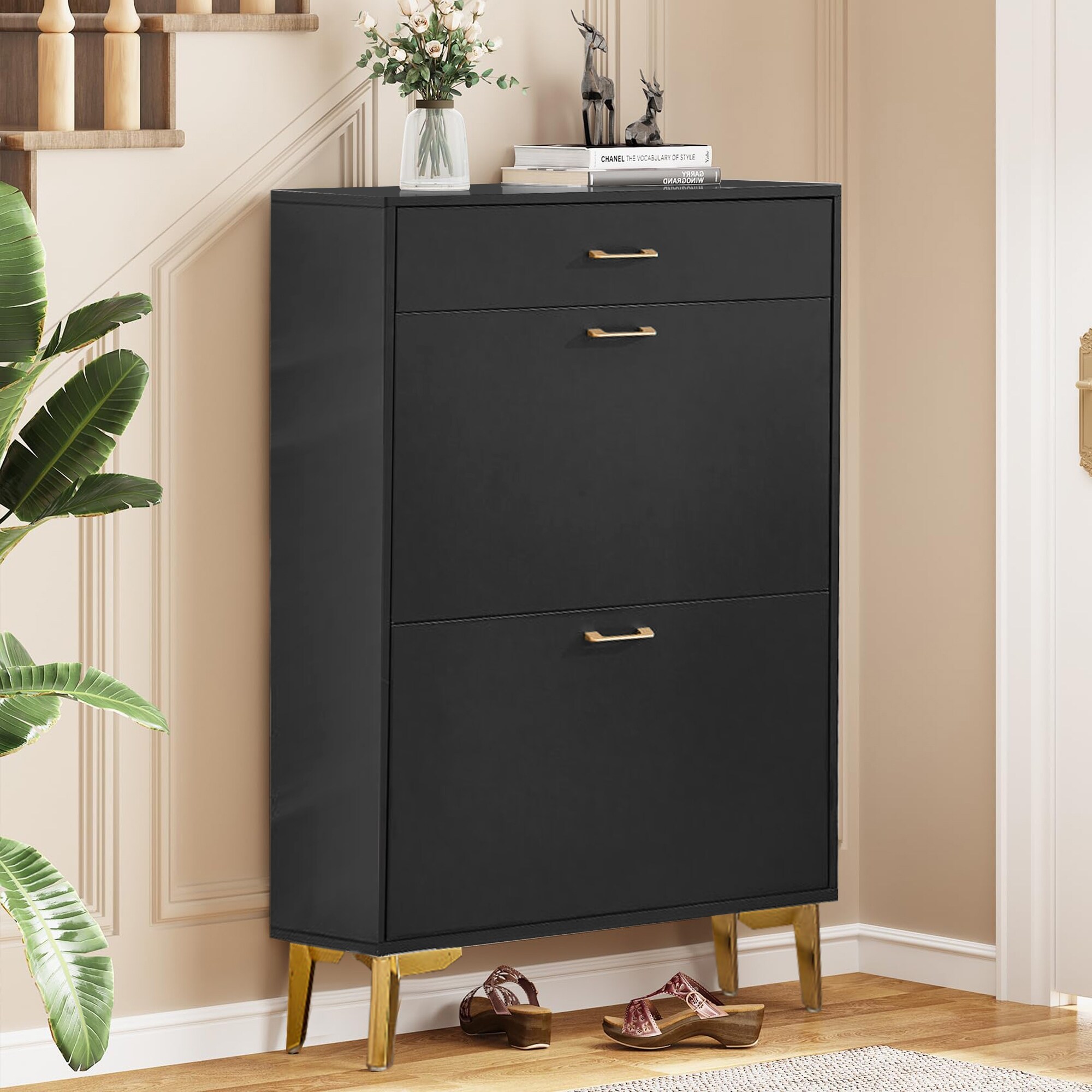 Freestanding Shoe Cabinet for Entryway, with 2 Flip Doors and
