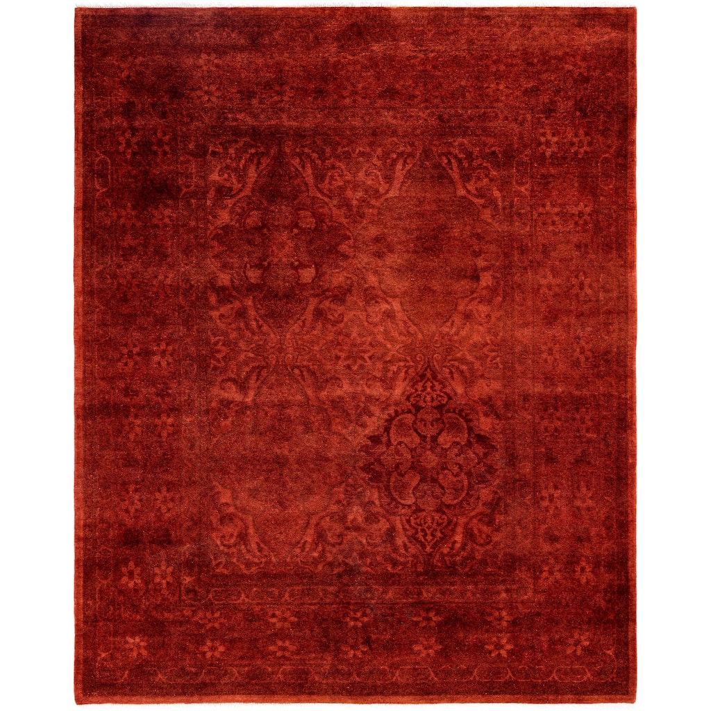 Overdyed One-of-a-Kind Hand-Knotted Area Rug - Orange - 5' 3" x 6' 5"